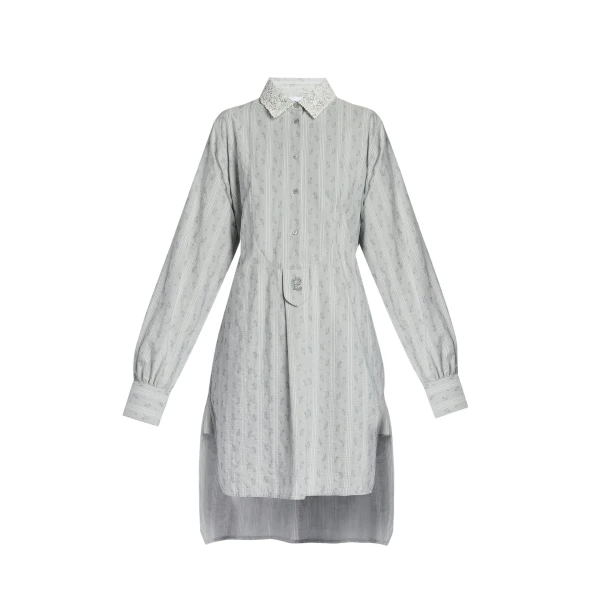 Erdem Ditsy Cotton Stripe Long Sleeve Mini Shirt Dress - Dresses - British Romantic Luxury at Coveti