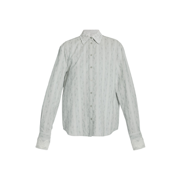 Erdem Ditsy Cotton Stripe Long Sleeve Shirt - Tops - British Romantic Luxury at Coveti