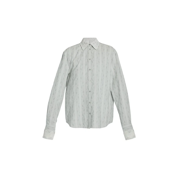 Erdem Ditsy Cotton Stripe Long Sleeve Shirt - Tops - British Romantic Luxury at Coveti