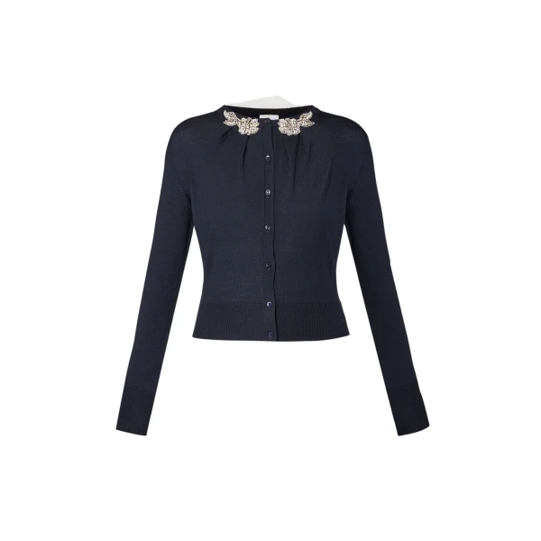 Erdem Drape Detail Knit Cardigan - Knitwear - British Romantic Luxury at Coveti