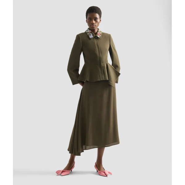 Erdem Draped Crepe Midi Skirt - Skirts - British Romantic Luxury at Coveti