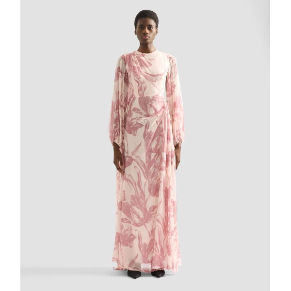 Erdem Draped Floral Print Silk Voile Gown - Dresses - British Romantic Luxury at Coveti