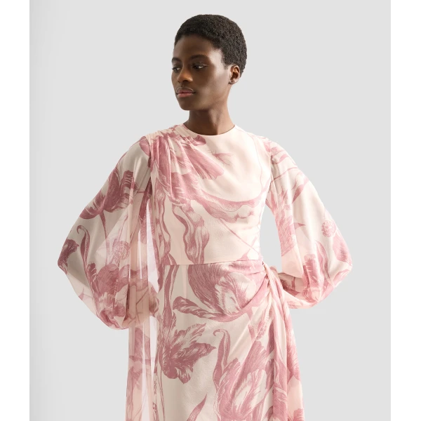 Erdem Draped Floral Print Silk Voile Gown - Dresses - British Romantic Luxury at Coveti