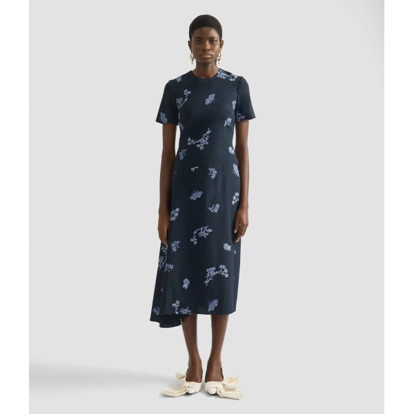 Erdem Draped Jacquard Midi Dress - Dresses - British Romantic Luxury at Coveti
