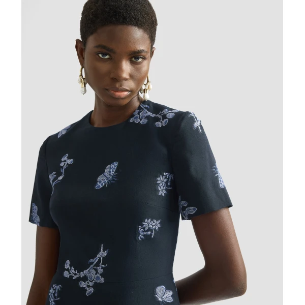 Erdem Draped Jacquard Midi Dress - Dresses - British Romantic Luxury at Coveti