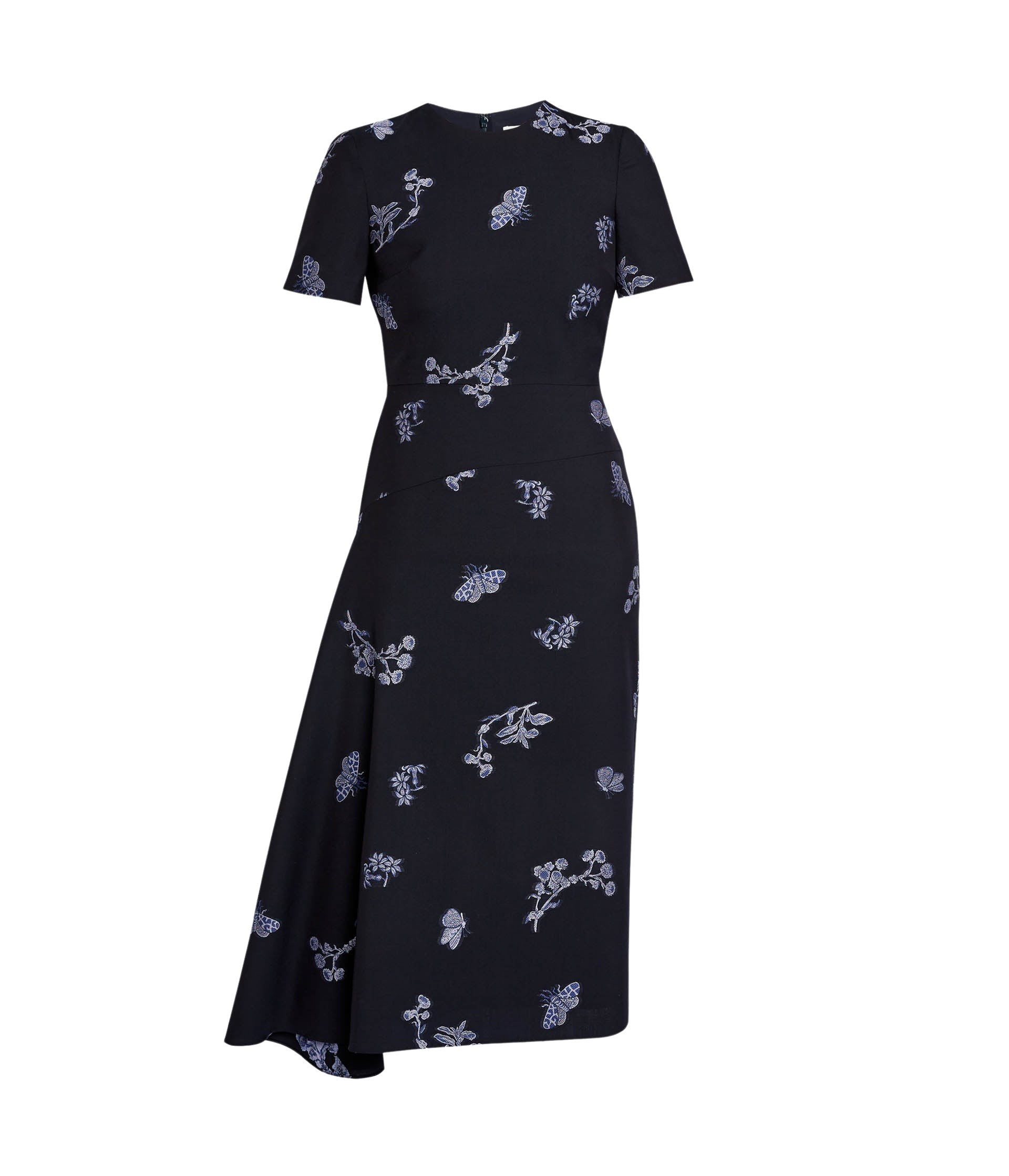 Erdem Draped Jacquard Midi Dress