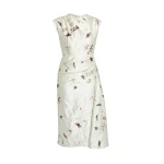 Erdem Draped Printed Textured Satin Midi Dress - Dresses - British Romantic Luxury at Coveti
