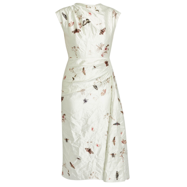 Erdem Draped Printed Textured Satin Midi Dress - Dresses - British Romantic Luxury at Coveti