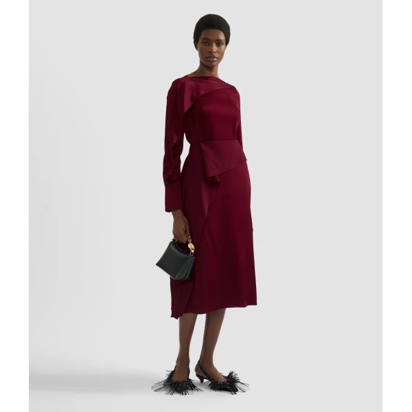 Erdem Draped Satin Cady Long Sleeve Blouse - Tops - British Romantic Luxury at Coveti