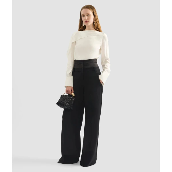 Erdem Grain De Poudre Wide Leg Trouser - Pants - British Romantic Luxury at Coveti