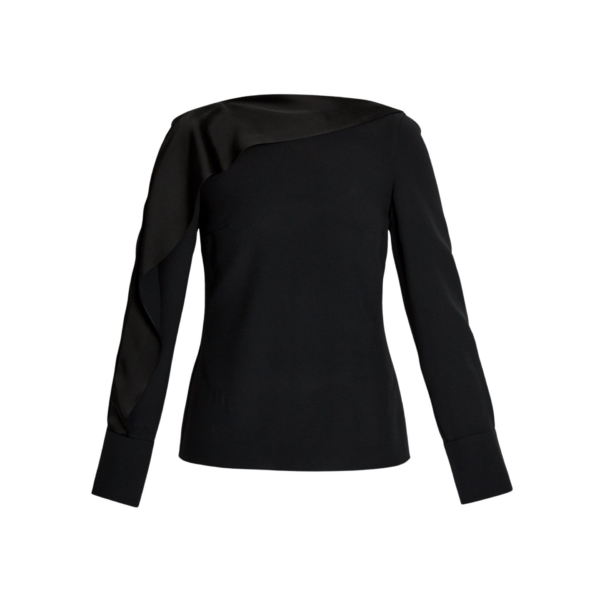 Erdem Draped Satin Cady Long Sleeve Blouse - Tops - British Romantic Luxury at Coveti