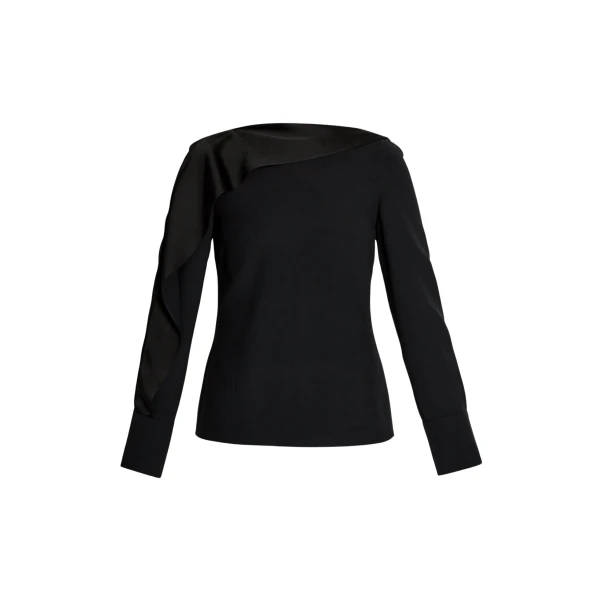 Erdem Draped Satin Cady Long Sleeve Blouse - Tops - British Romantic Luxury at Coveti