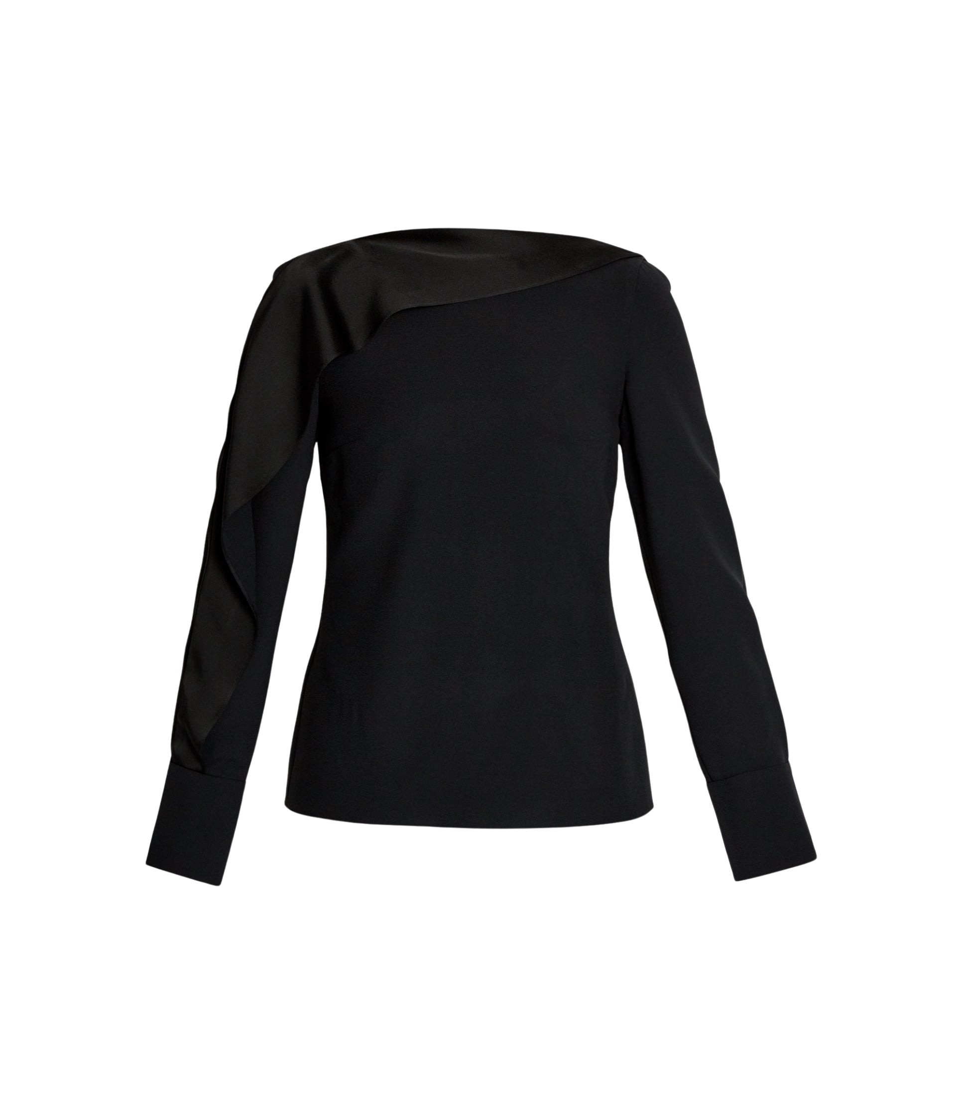 Erdem Draped Satin Cady Long Sleeve Blouse