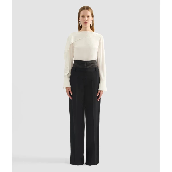Erdem Draped Satin Cady Long Sleeve Blouse - Tops - British Romantic Luxury at Coveti