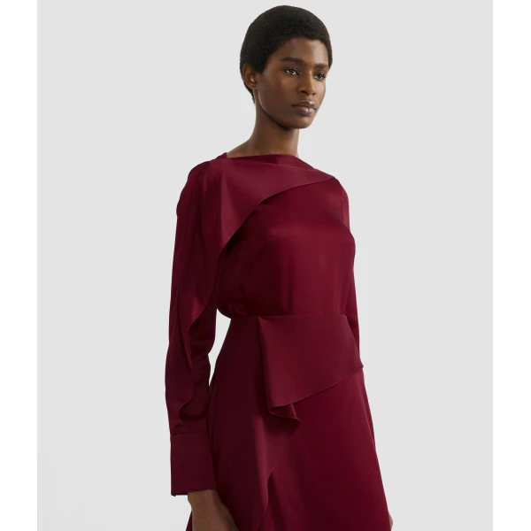 Erdem Draped Satin Cady Long Sleeve Blouse - Tops - British Romantic Luxury at Coveti