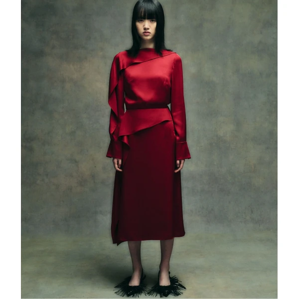 Erdem Satin Cady Draped Midi Skirt - Skirts - British Romantic Luxury at Coveti