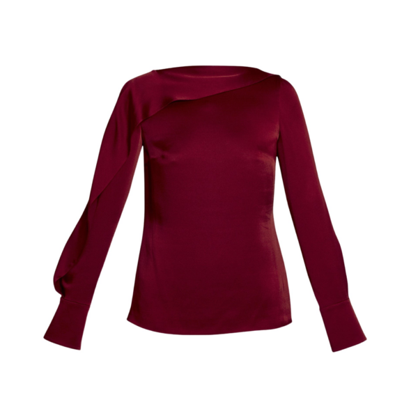 Erdem Draped Satin Cady Long Sleeve Blouse - Tops - British Romantic Luxury at Coveti