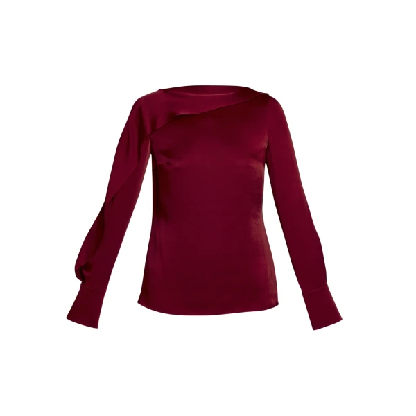 Erdem Draped Satin Cady Long Sleeve Blouse - Tops - British Romantic Luxury at Coveti