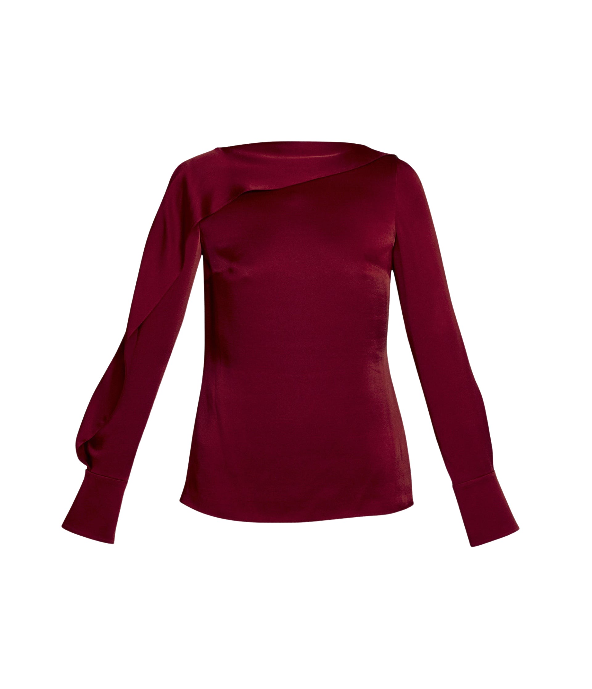 Erdem Draped Satin Cady Long Sleeve Blouse
