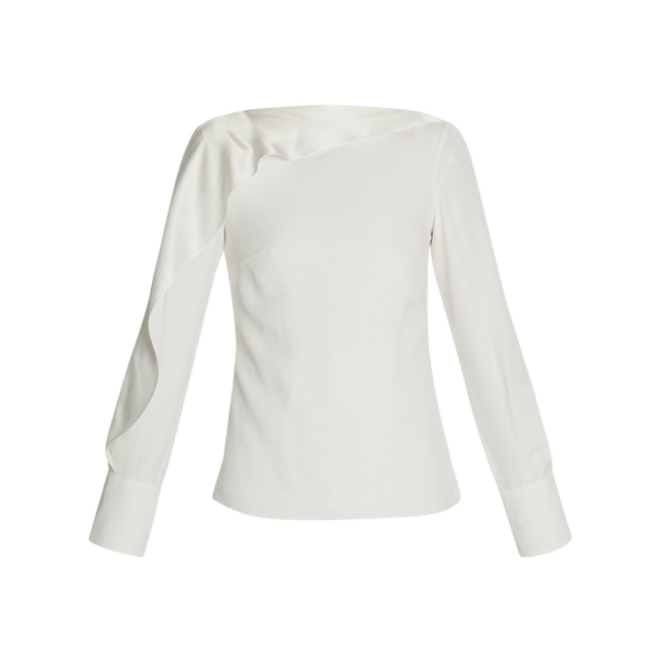 Erdem Draped Satin Cady Long Sleeve Blouse - Tops - British Romantic Luxury at Coveti