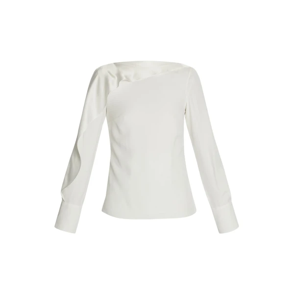Erdem Draped Satin Cady Long Sleeve Blouse - Tops - British Romantic Luxury at Coveti