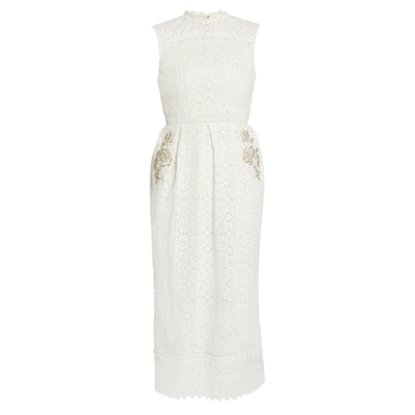 Erdem Embellished Cotton Guipure Sleeveless Midi Dress - Dresses - British Romantic Luxury at Coveti