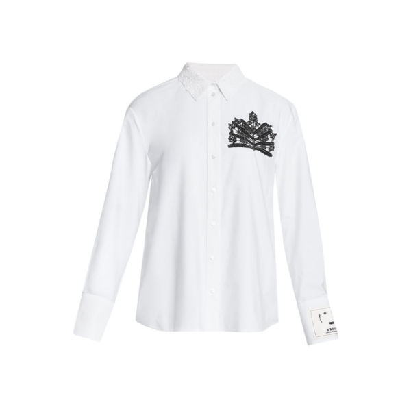 Erdem Embellished Cotton Poplin Long Sleeve Shirt - Tops - British Romantic Luxury at Coveti