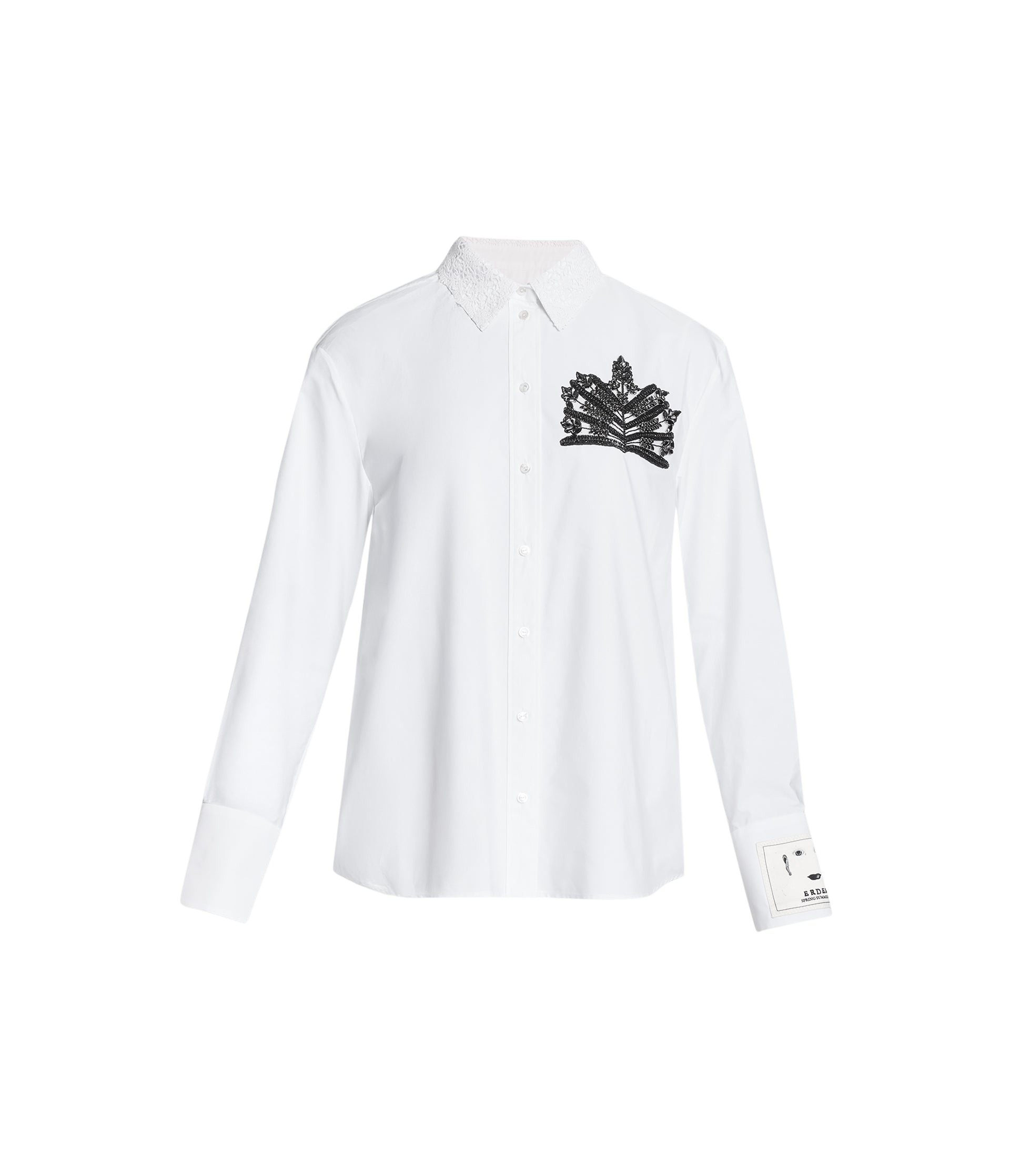 Erdem Embellished Cotton Poplin Long Sleeve Shirt