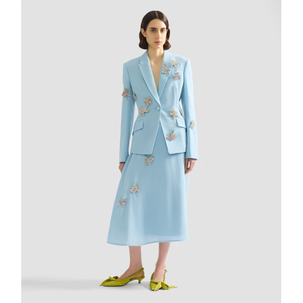 Erdem Embellished Crepe Draped Midi Skirt - Skirts - British Romantic Luxury at Coveti