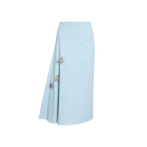 Erdem Embellished Crepe Draped Midi Skirt - Skirts - British Romantic Luxury at Coveti