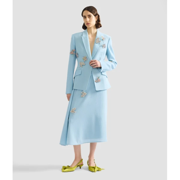 Erdem Embellished Crepe Fitted Blazer - Jackets - British Romantic Luxury at Coveti