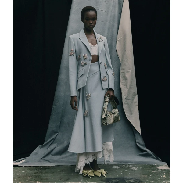 Erdem Embellished Crepe Draped Midi Skirt - Skirts - British Romantic Luxury at Coveti