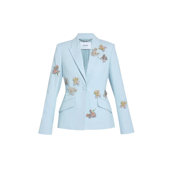 Erdem Embellished Crepe Fitted Blazer - Jackets - British Romantic Luxury at Coveti
