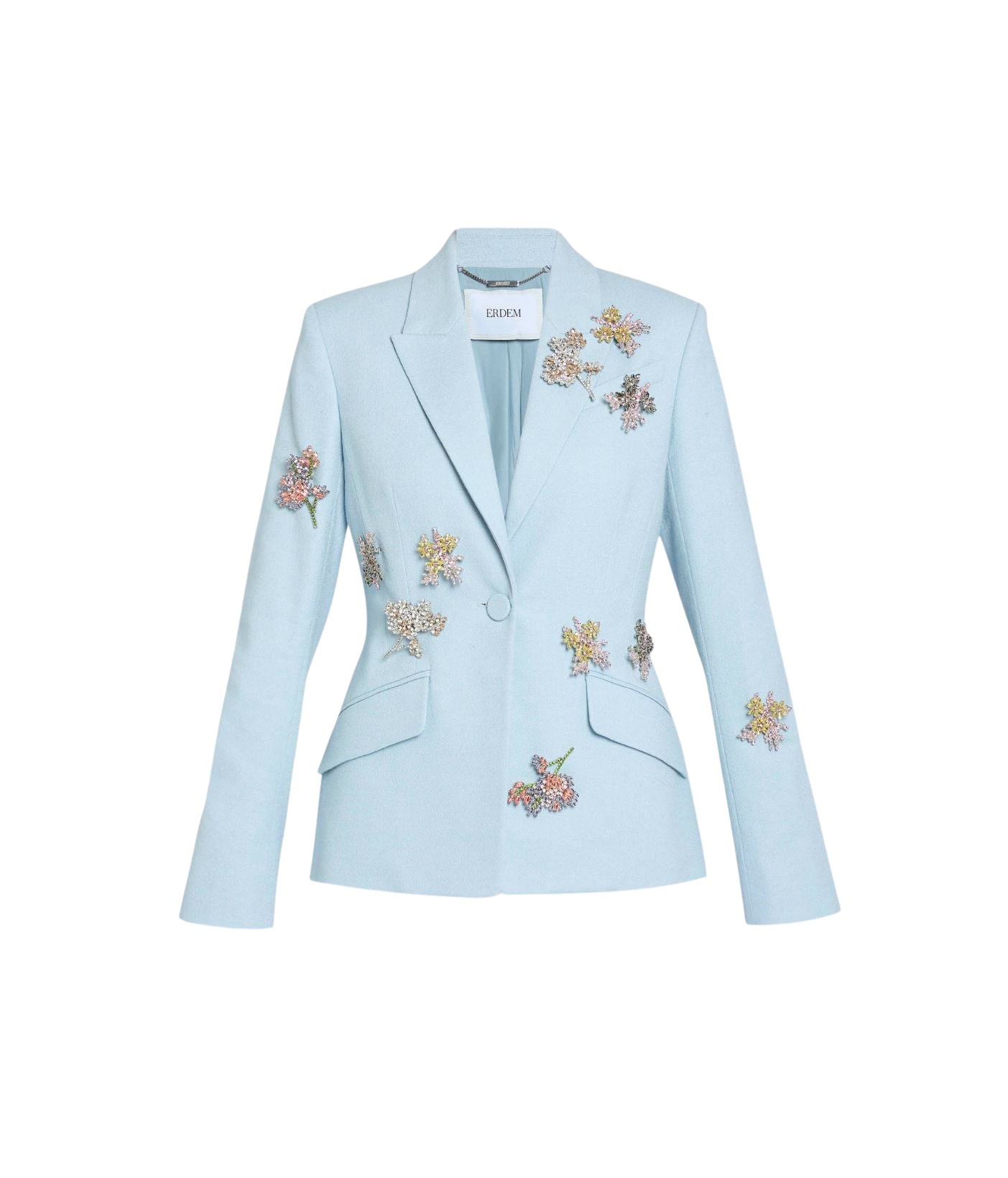 Erdem Embellished Crepe Fitted Blazer