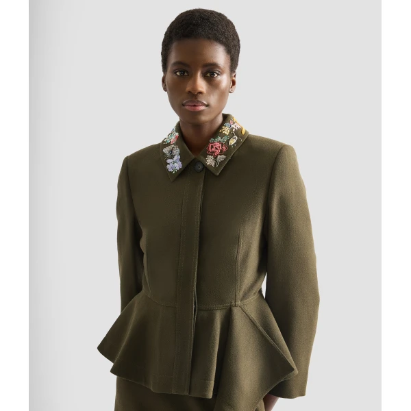 Erdem Embellished Crepe Peplum Blazer - Jackets - British Romantic Luxury at Coveti