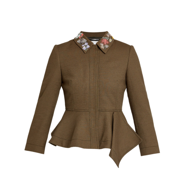 Erdem Embellished Crepe Peplum Blazer - Jackets - British Romantic Luxury at Coveti