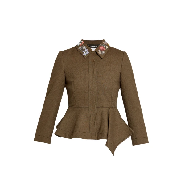 Erdem Embellished Crepe Peplum Blazer - Jackets - British Romantic Luxury at Coveti