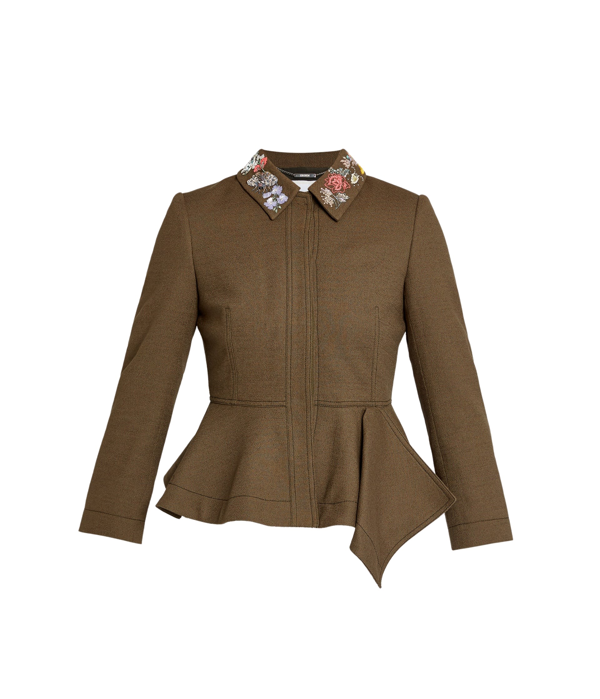 Erdem Embellished Crepe Peplum Blazer