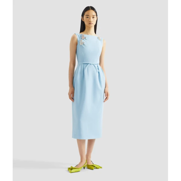Erdem Embellished Crepe Sleeveless Midi Dress - Dresses - British Romantic Luxury at Coveti