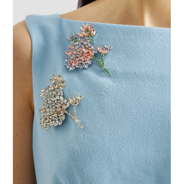 Erdem Embellished Crepe Sleeveless Midi Dress - Dresses - British Romantic Luxury at Coveti