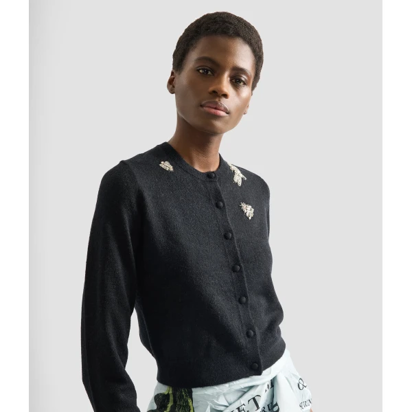Erdem Embellished Crew Neck Cardigan - Knitwear - British Romantic Luxury at Coveti