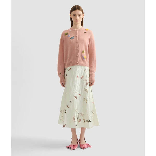Erdem Embellished Crew Neck Cardigan - Knitwear - British Romantic Luxury at Coveti
