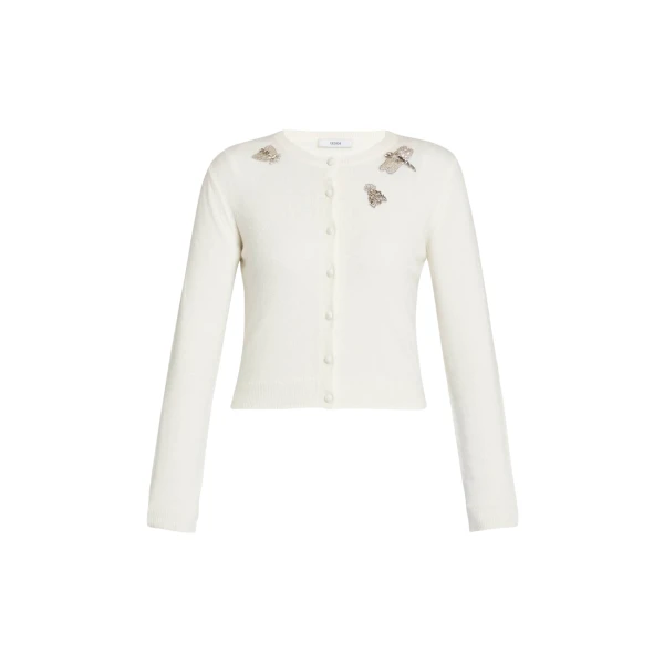 Erdem Embellished Crew Neck Cardigan - Knitwear - British Romantic Luxury at Coveti