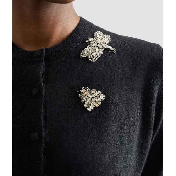 Erdem Embellished Crew Neck Cardigan - Knitwear - British Romantic Luxury at Coveti