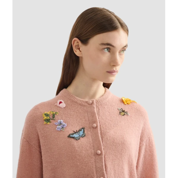 Erdem Embellished Crew Neck Cardigan - Knitwear - British Romantic Luxury at Coveti