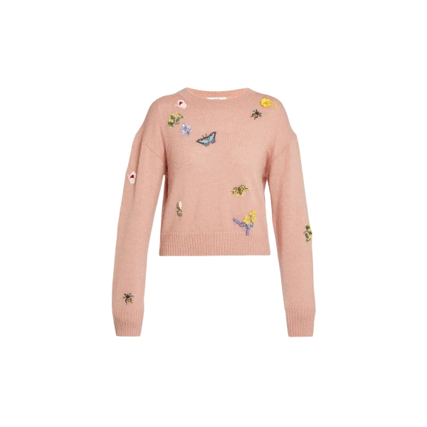 Erdem Embellished Crew Neck Jumper - Knitwear - British Romantic Luxury at Coveti