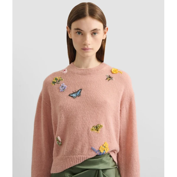 Erdem Embellished Crew Neck Jumper - Knitwear - British Romantic Luxury at Coveti
