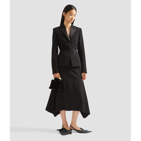 Erdem Embellished Grain De Poudre Fitted Blazer - Jackets - British Romantic Luxury at Coveti