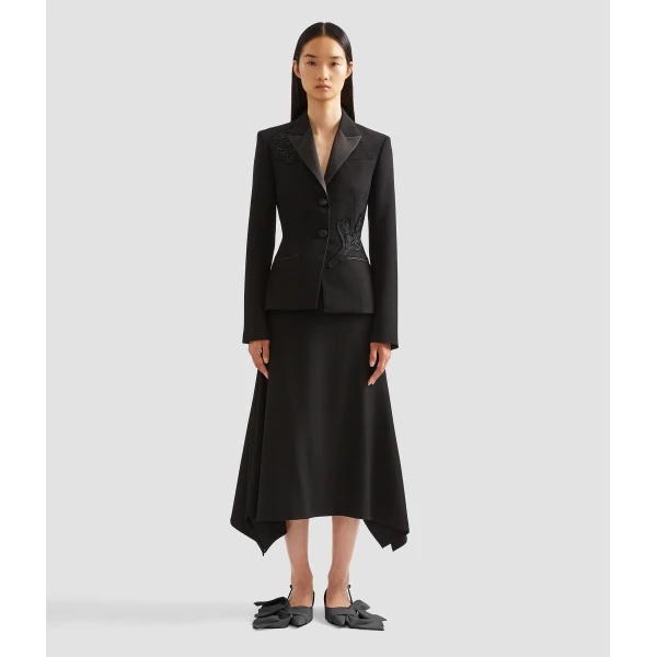 Erdem Embellished Grain De Poudre Fitted Blazer - Jackets - British Romantic Luxury at Coveti