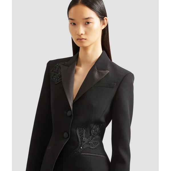 Erdem Embellished Grain De Poudre Fitted Blazer - Jackets - British Romantic Luxury at Coveti